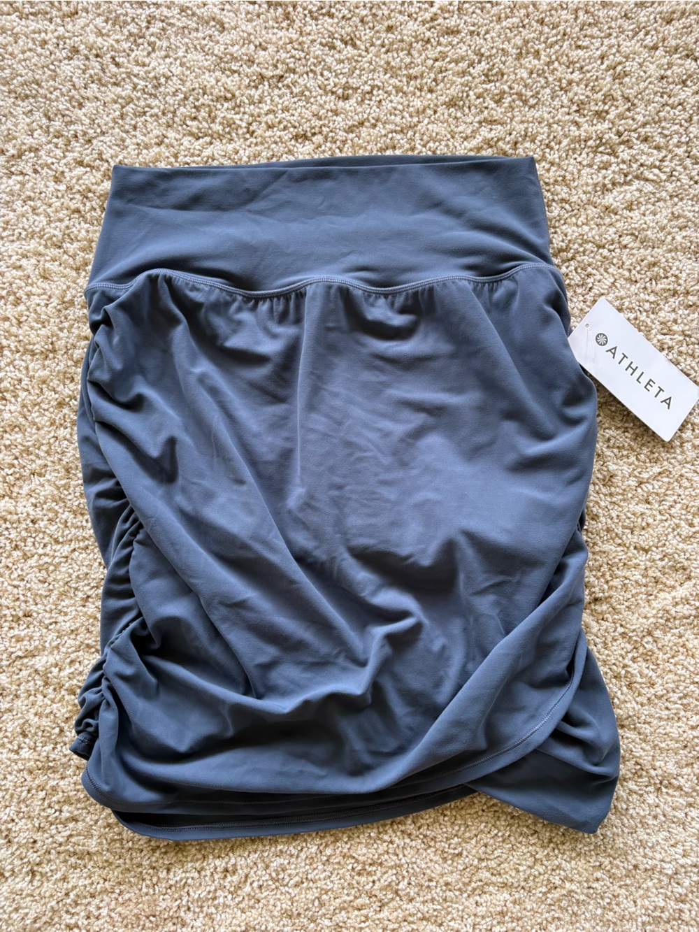 NWT Athleta Transcend Skort Size Large L Pyrite Blue Ruched Activewear 837437